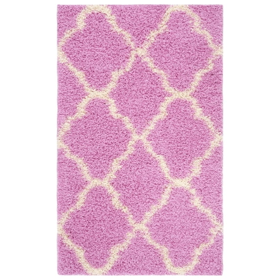 SAFAVIEH Dallas Logan Geometric Shag Area Rug, Pink/Ivory, 3' x 5'