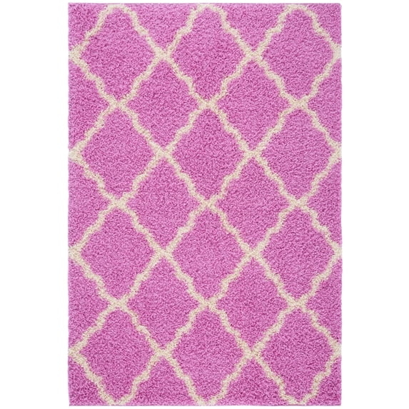 SAFAVIEH Dallas Logan Geometric Shag Area Rug, Pink/Ivory, 5'1" x 7'6"