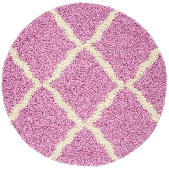 SAFAVIEH Dallas Logan Geometric Shag Area Rug, Pink/Ivory, 6' x 6' Round