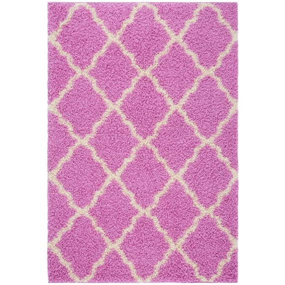 SAFAVIEH Dallas Logan Geometric Shag Area Rug, Pink/Ivory, 6' x 9'