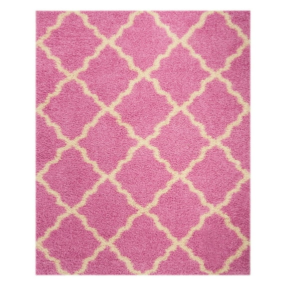 SAFAVIEH Dallas Logan Geometric Shag Area Rug, Pink/Ivory, 8' x 10'