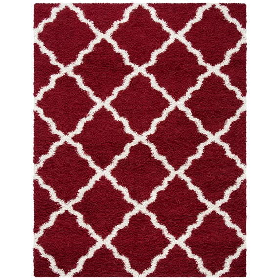 SAFAVIEH Dallas Logan Geometric Shag Area Rug, Red/Ivory, 8' x 10'