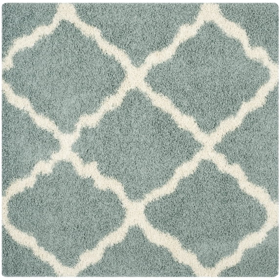 SAFAVIEH Dallas Logan Geometric Shag Area Rug, Seafoam/Ivory, 10' x 10' Square