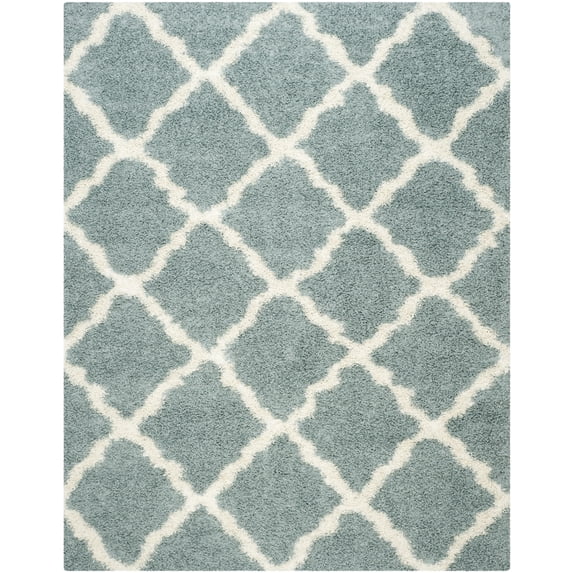 SAFAVIEH Dallas Logan Geometric Shag Area Rug, Seafoam/Ivory, 10' x 14'