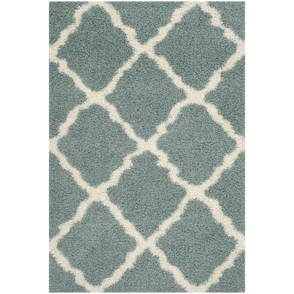 SAFAVIEH Dallas Logan Geometric Shag Area Rug, Seafoam/Ivory, 2'3" x 4'