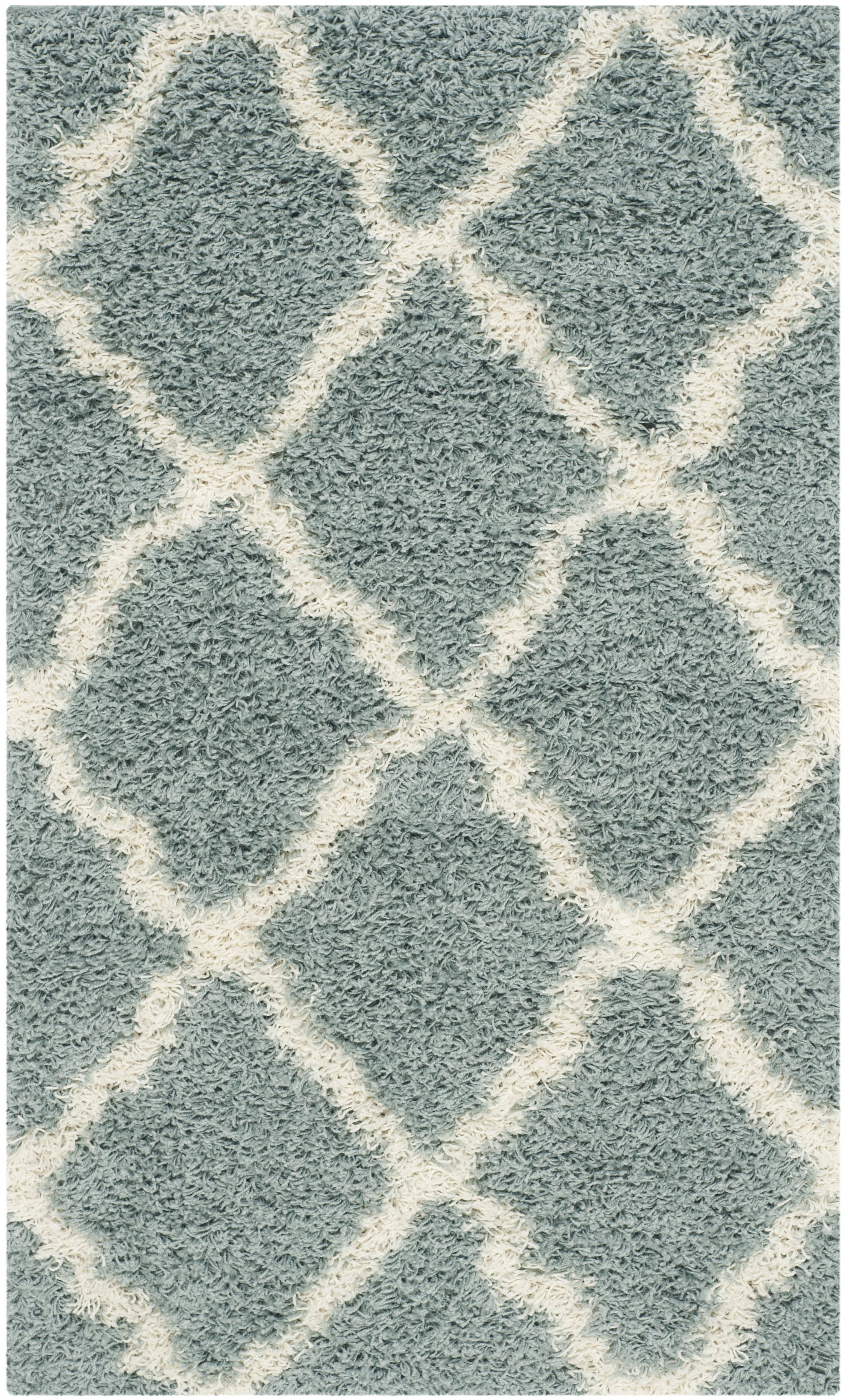 Seafoam and Ivory High Pile Shag Area Rug