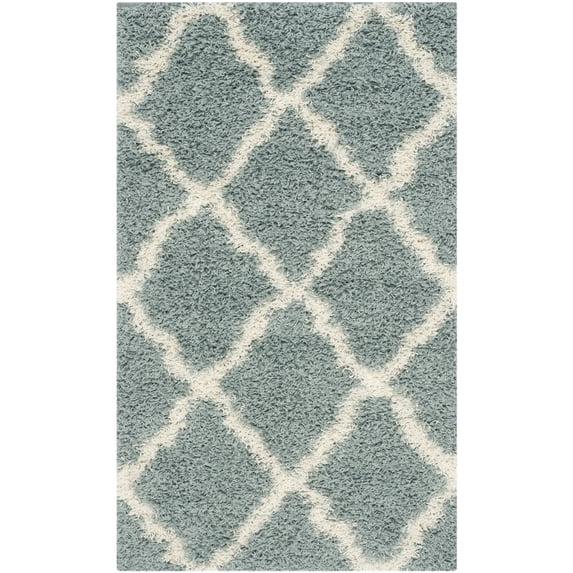 SAFAVIEH Dallas Logan Geometric Shag Area Rug, Seafoam/Ivory, 3' x 5'