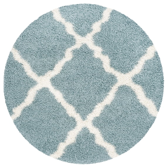 SAFAVIEH Dallas Logan Geometric Shag Area Rug, Seafoam/Ivory, 4' x 4' Round