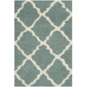 SAFAVIEH Dallas Logan Geometric Shag Area Rug, Seafoam/Ivory, 4' x 6'