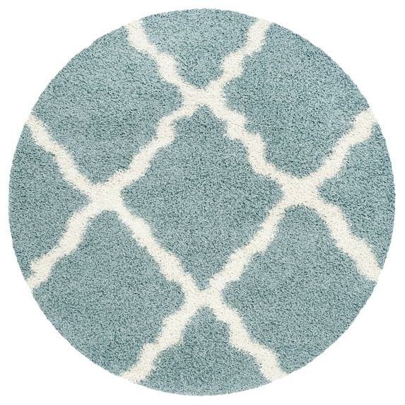 SAFAVIEH Dallas Logan Geometric Shag Area Rug, Seafoam/Ivory, 6' x 6' Round