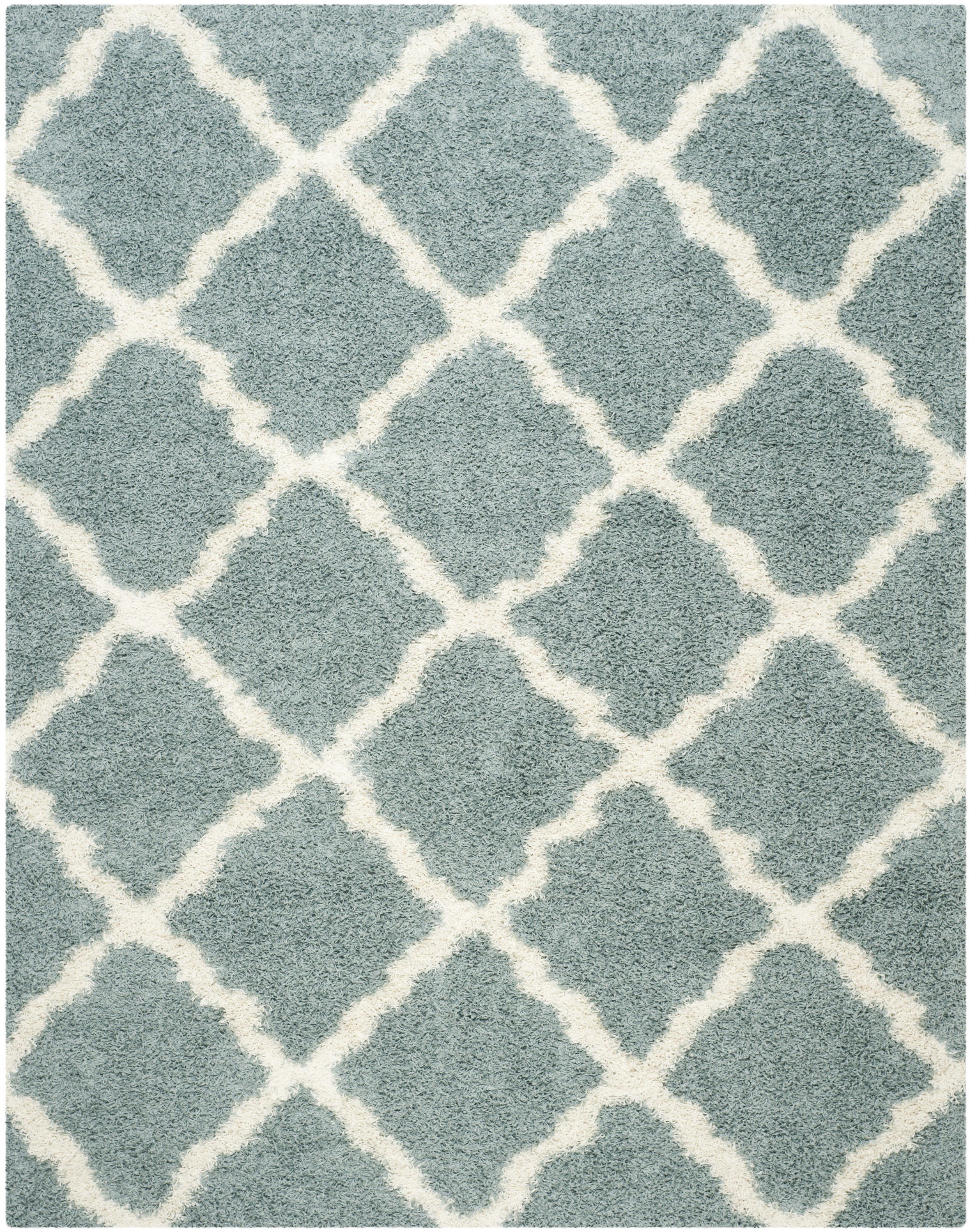 SAFAVIEH Dallas Logan Geometric Shag Area Rug, Seafoam/Ivory, 8'6" x 12'