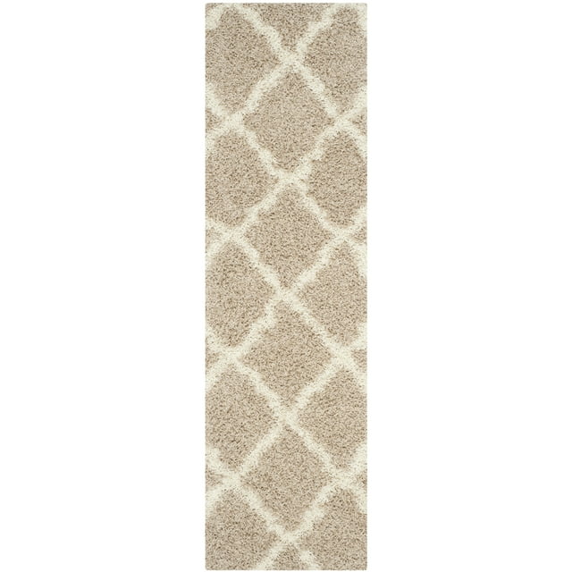 SAFAVIEH Dallas Logan Geometric Shag Runner Rug, Beige/Ivory, 2'3" x 16'