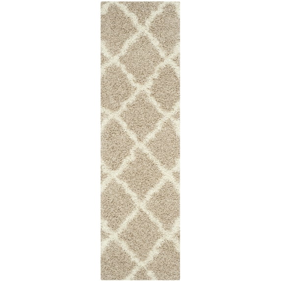 SAFAVIEH Dallas Logan Geometric Shag Runner Rug, Beige/Ivory, 2'3" x 18'