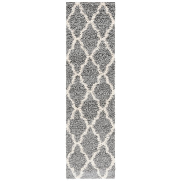 SAFAVIEH Dallas Logan Geometric Shag Runner Rug, Grey/Ivory, 2'3" x 10'