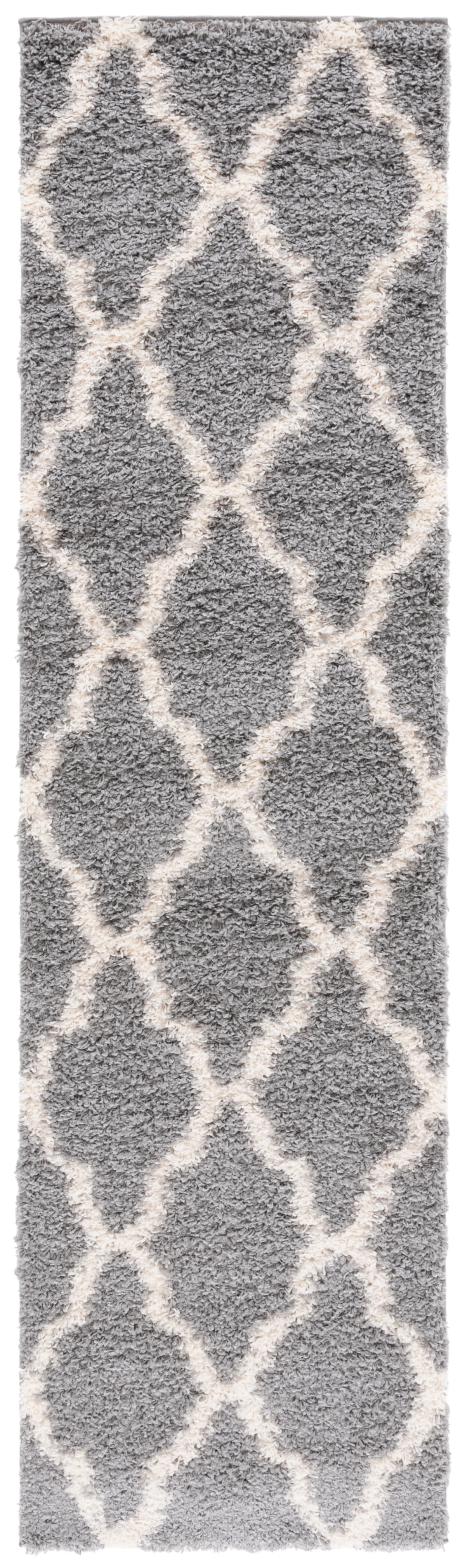 SAFAVIEH Dallas Logan Geometric Shag Runner Rug, Grey/Ivory, 2'3" x 16'