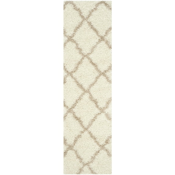 SAFAVIEH Dallas Logan Geometric Shag Runner Rug, Ivory/Beige, 2'3" x 10'