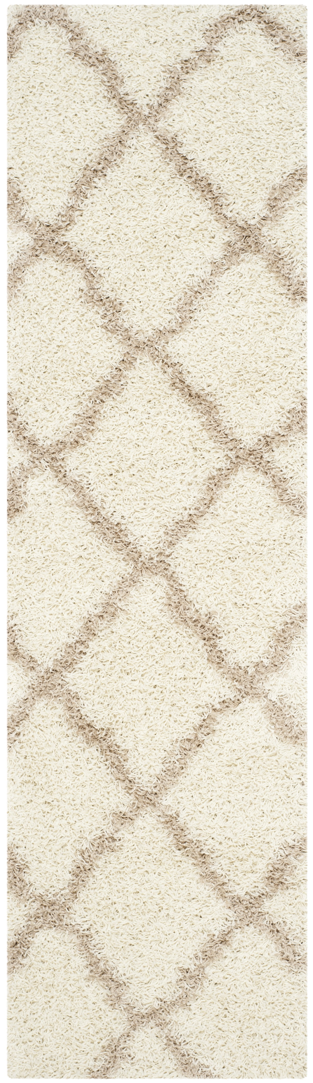 SAFAVIEH Dallas Logan Geometric Shag Runner Rug, Ivory/Beige, 2'3" x 12'
