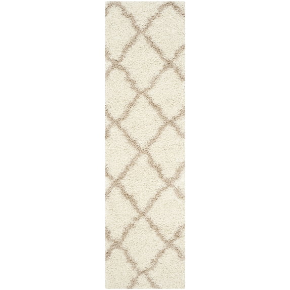 SAFAVIEH Dallas Logan Geometric Shag Runner Rug, Ivory/Beige, 2'3" x 14'