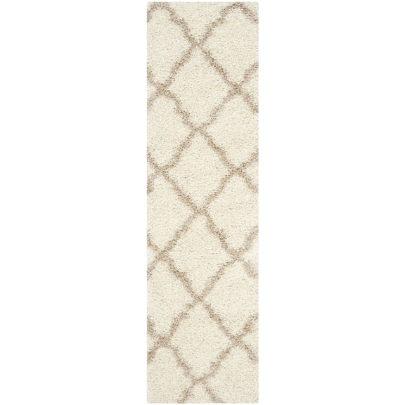 SAFAVIEH Dallas Logan Geometric Shag Runner Rug, Ivory/Beige, 2'3" x 14'