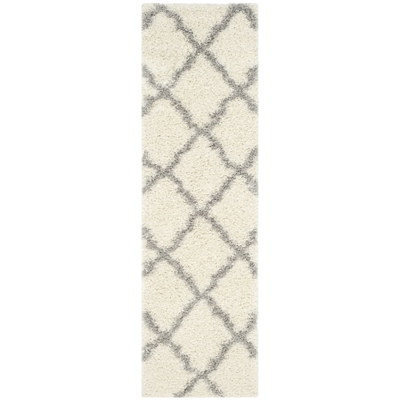 SAFAVIEH Dallas Logan Geometric Shag Runner Rug, Ivory/Grey, 2'3" x 14'