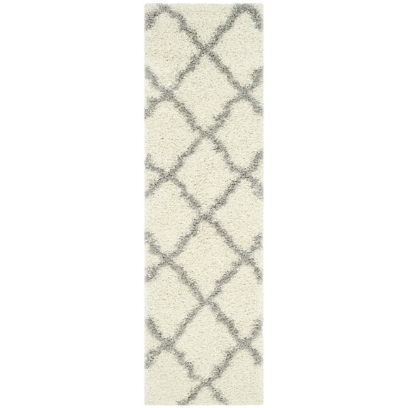 SAFAVIEH Dallas Logan Geometric Shag Runner Rug, Ivory/Grey, 2'3" x 18'