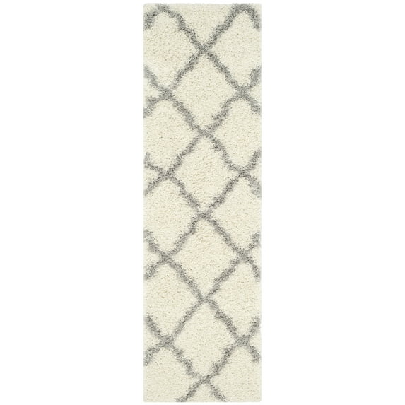 SAFAVIEH Dallas Logan Geometric Shag Runner Rug, Ivory/Grey, 2'3" x 6'