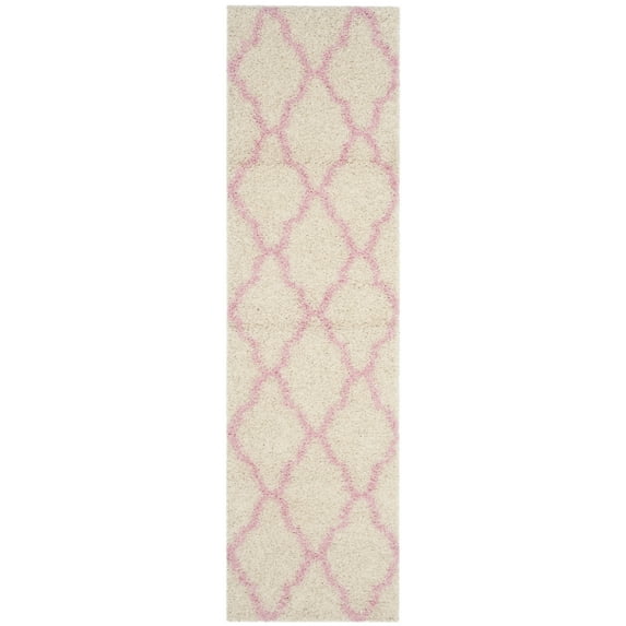 SAFAVIEH Dallas Logan Geometric Shag Runner Rug, Ivory/Light Pink, 2'3" x 6'