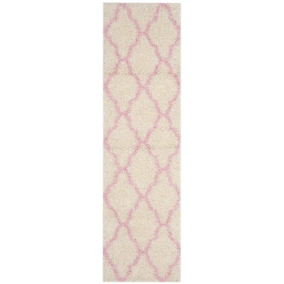 SAFAVIEH Dallas Logan Geometric Shag Runner Rug, Ivory/Light Pink, 2'3" x 8'