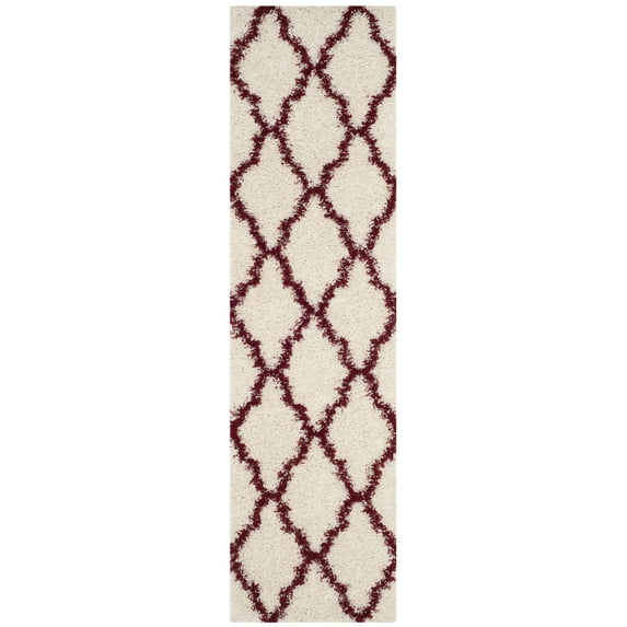 SAFAVIEH Dallas Logan Geometric Shag Runner Rug, Ivory/Red, 2'3" x 8'