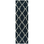 SAFAVIEH Dallas Logan Geometric Shag Runner Rug, Navy/Ivory, 2'3" x 8'