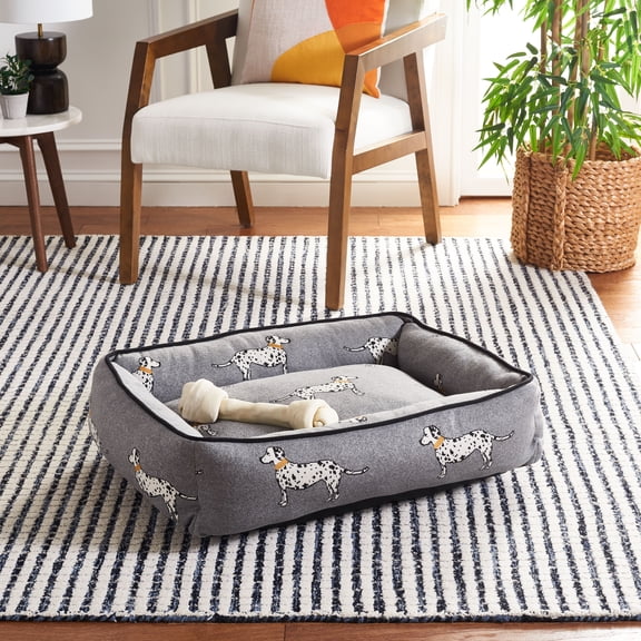 SAFAVIEH Dalmatian Small Pillow Style Dog Bed, Grey/Ivory