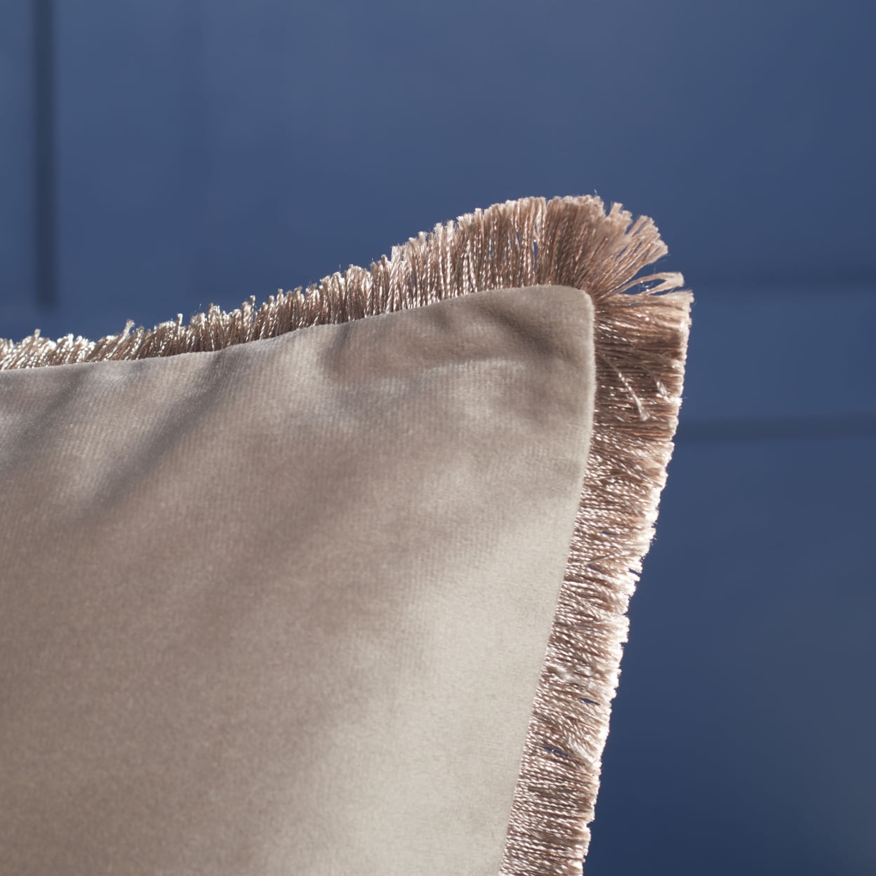 Grey Faux-Fur Fringe Square Throw Pillow