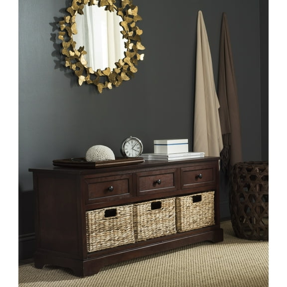 SAFAVIEH Damien 3-Drawer Storage Bench Dark Cherry