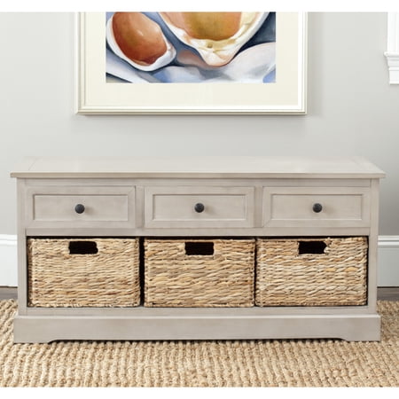 SAFAVIEH Damien 3-Drawer Storage Bench Vintage Grey