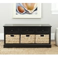 thumbnail image 1 of SAFAVIEH Damien Storage Bench with 3 Wicker Baskets and 3 Drawers, Distressed Black, 1 of 5