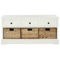 thumbnail image 1 of SAFAVIEH Damien Storage Bench with 3 Wicker Baskets and 3 Drawers, Distressed Cream, 1 of 5