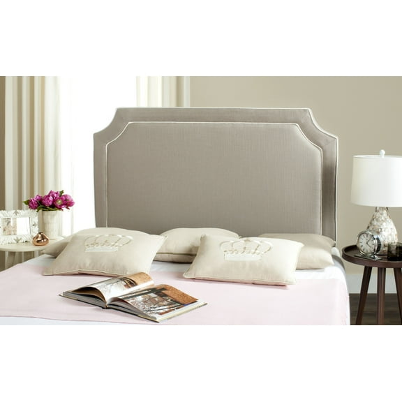 SAFAVIEH Dane Welt Piping Classic Upholstered Headboard, Full, Oyster/White Piping