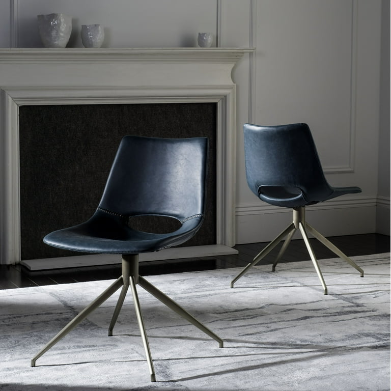 SAFAVIEH Danube Mid Century Modern Leather Swivel Dining Chair