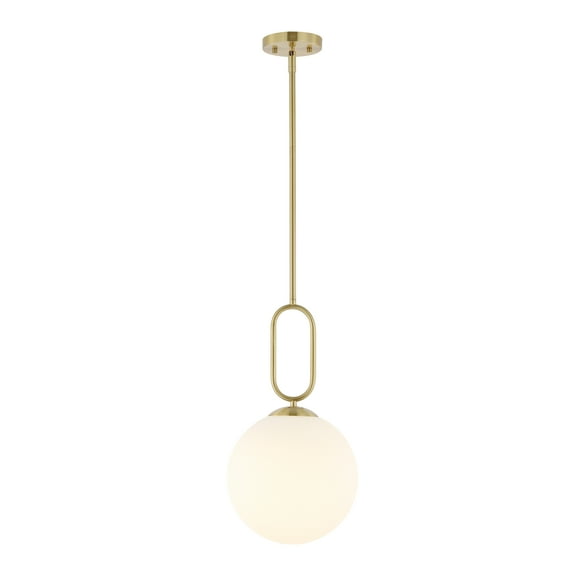 SAFAVIEH Danva Brass Metal Pendant Light with White Glass Shade