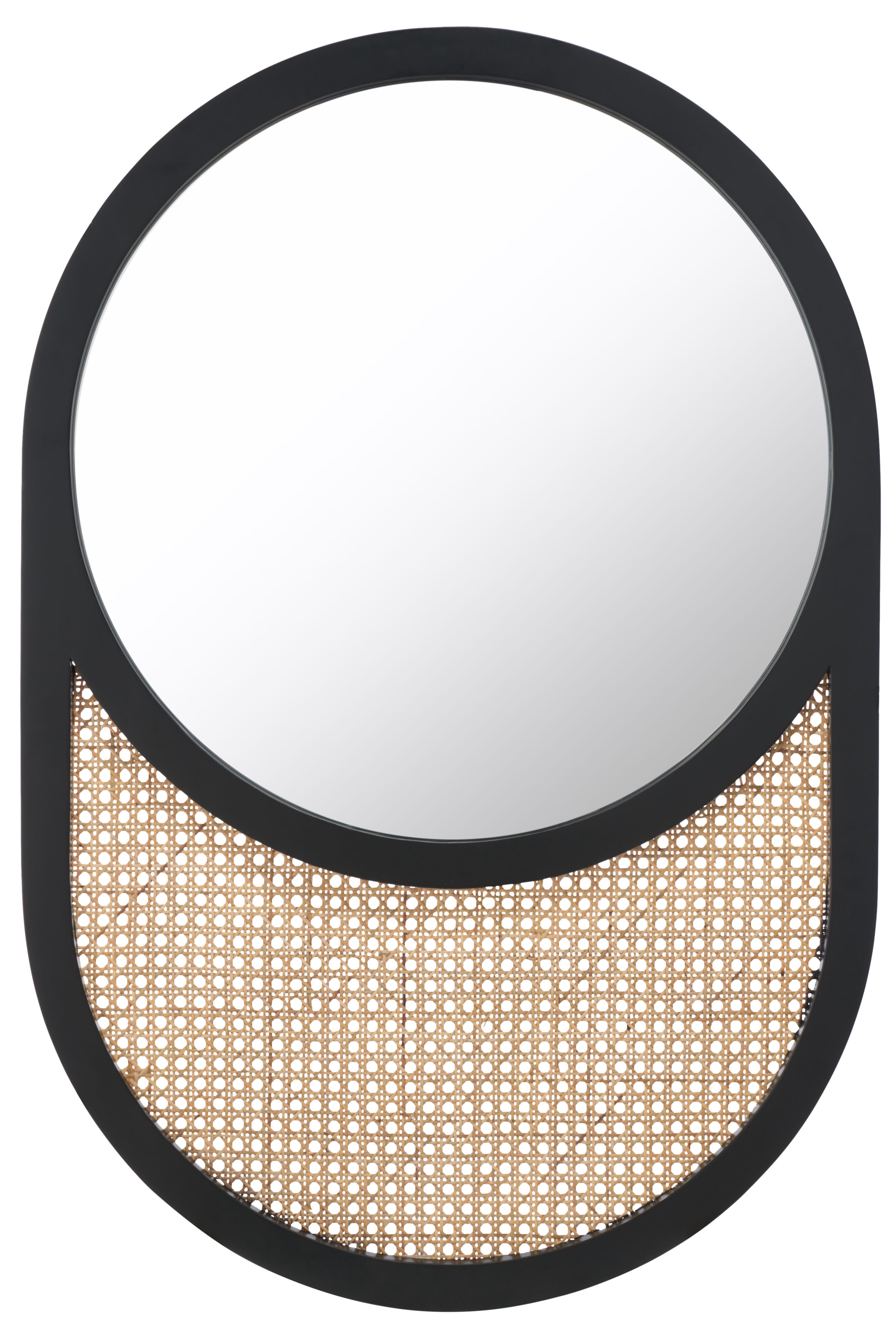 SAFAVIEH Danya 23.7 in. x 35.5 in. Dia. Round Solid Mirror, Black/Natural