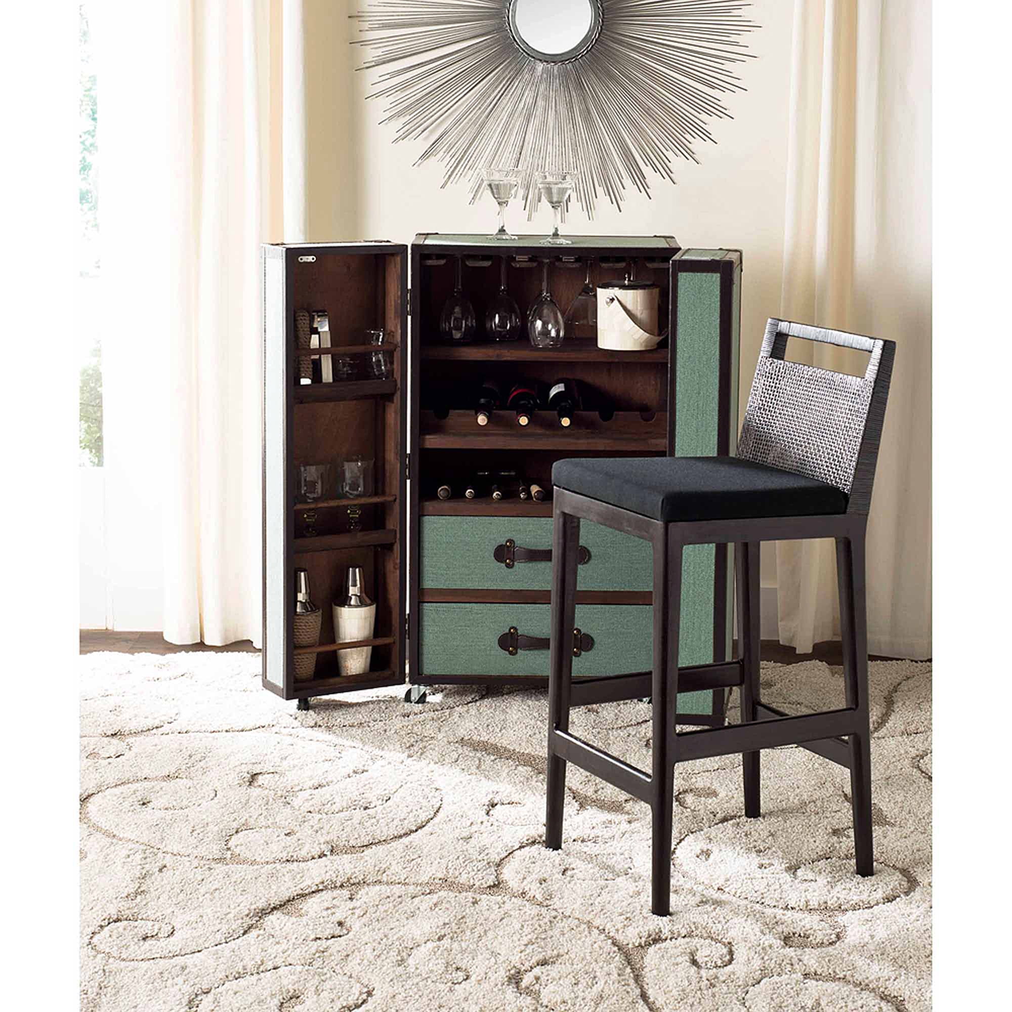 SAFAVIEH Darin Traditional 38" Barstool, Dark Brown/Black
