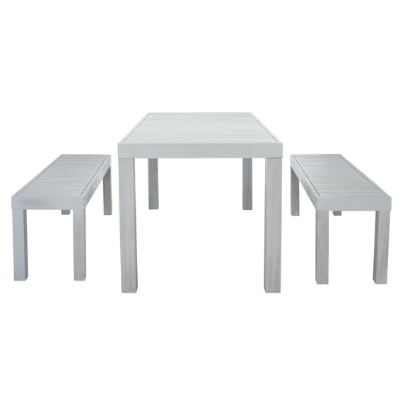 SAFAVIEH Dario Transitional Outdoor Patio 3 Piece Dining Set, Grey