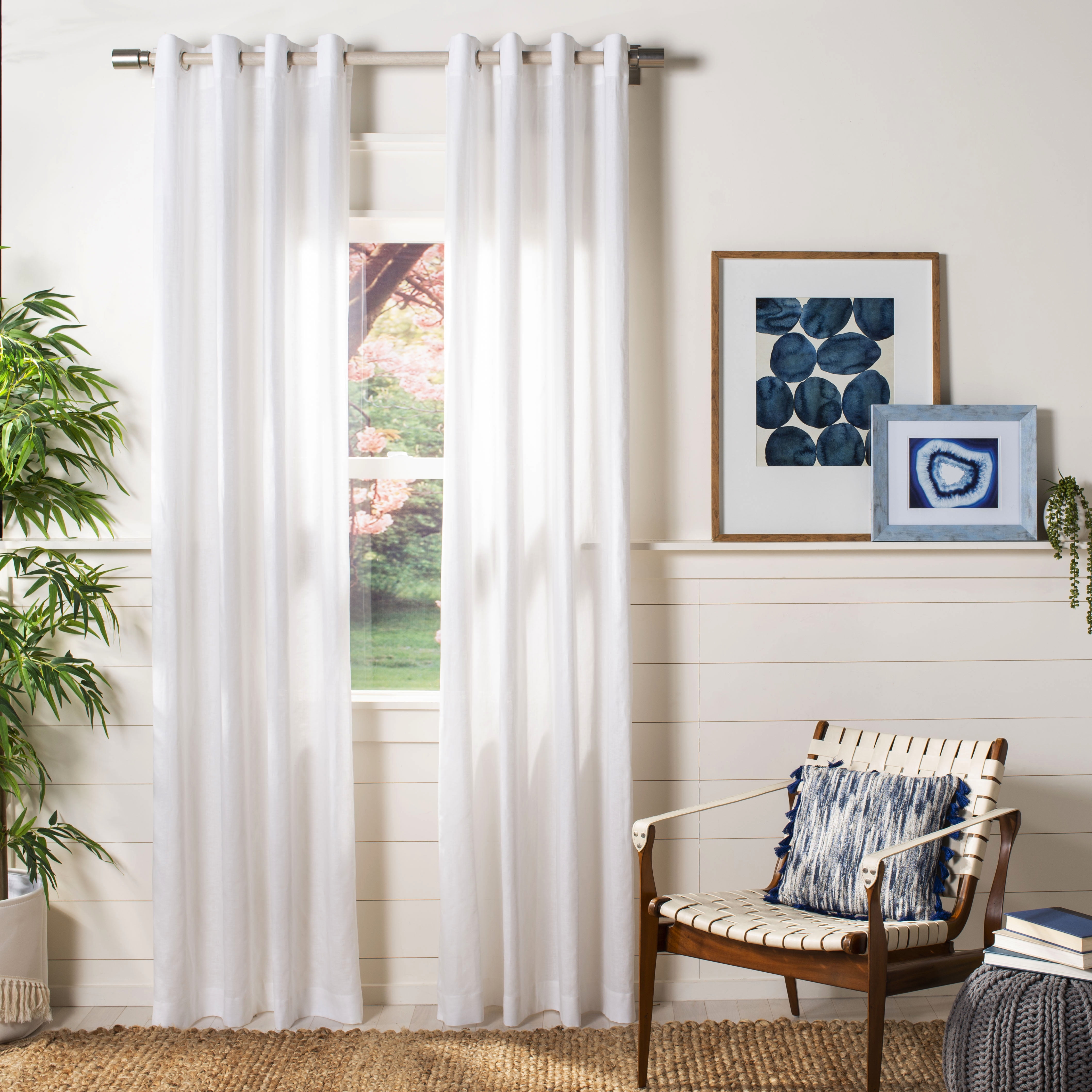 SAFAVIEH Darlena Glam Grommet Curtain Window Panel, 52" x 96", Pearl
