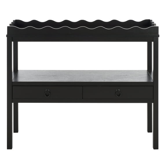SAFAVIEH Darlyn Modern 2 Drawer Wood Console Table, Matte Black