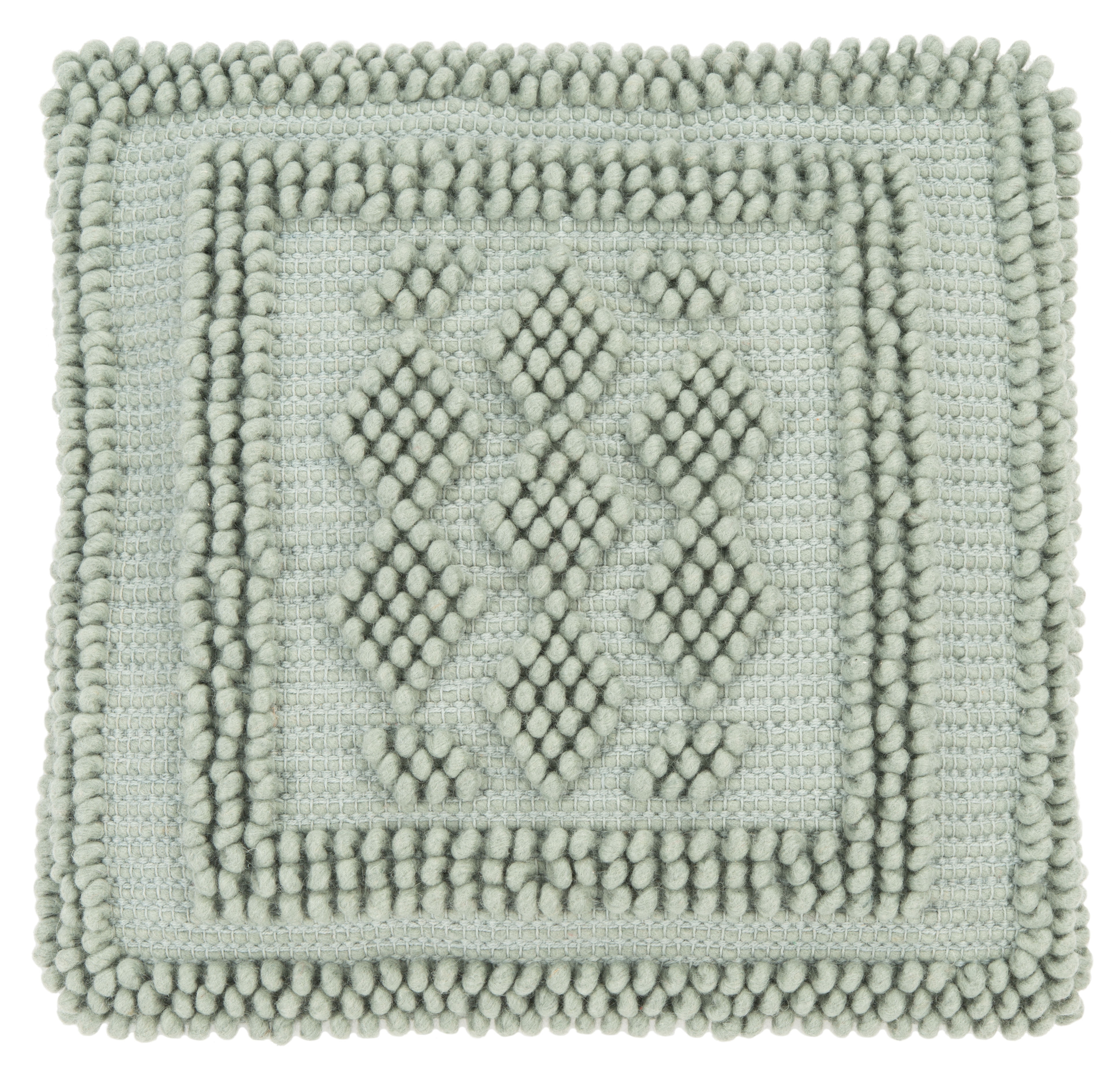 Seafoam Embroidered Wool Blend Reversible Throw Pillow