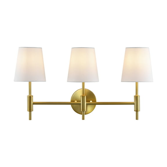 SAFAVIEH Darya 3-Light LED Brass Gold Iron Wall Sconce with White Cotton Shade