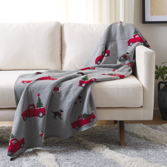 SAFAVIEH Dasher Throw, 50" x 60", Grey/Red