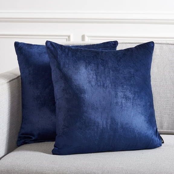 SAFAVIEH Davina Solid Pillow, 18" x 18", Navy, Set of 2