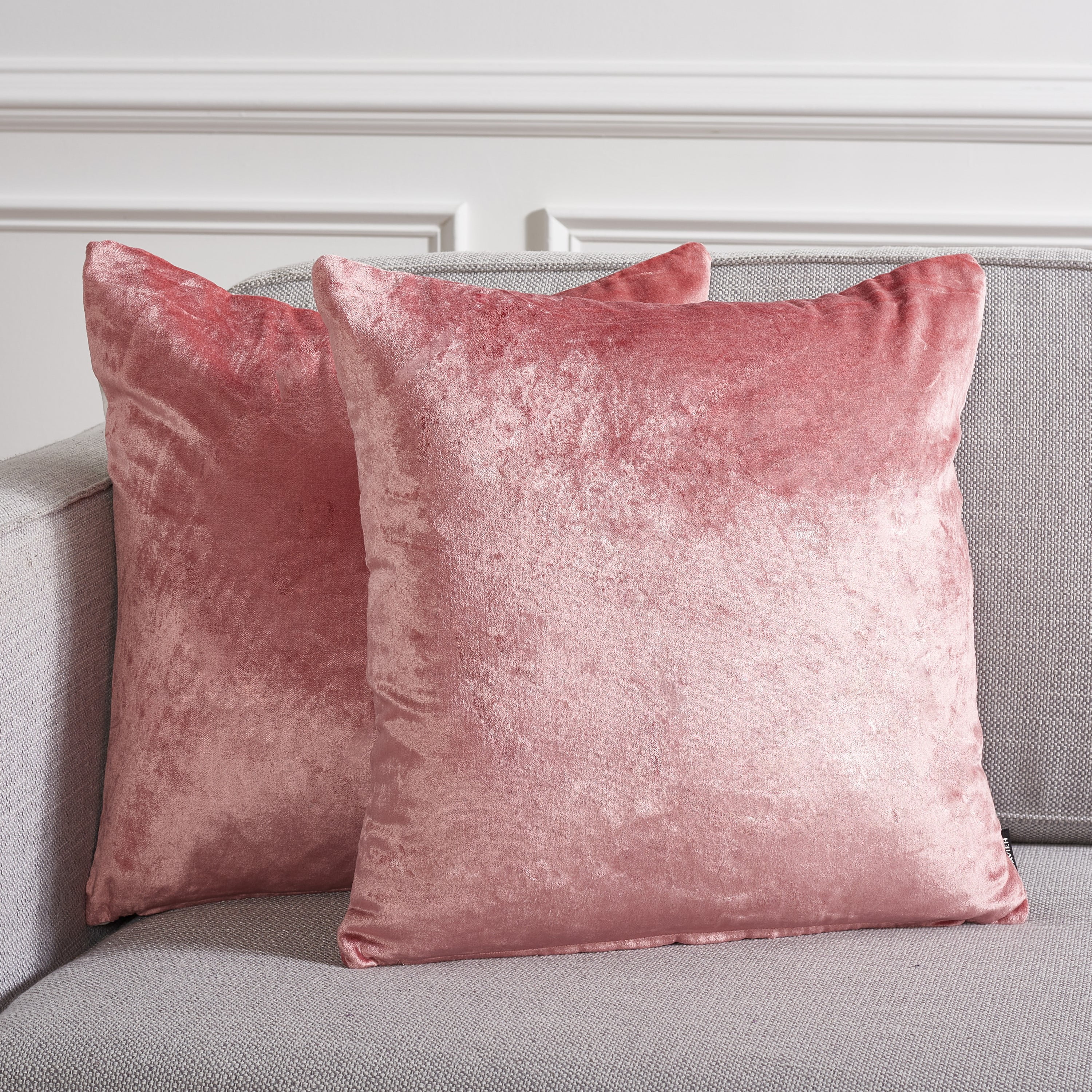 Blush Pink Cotton Blend Square Accent Pillow Set