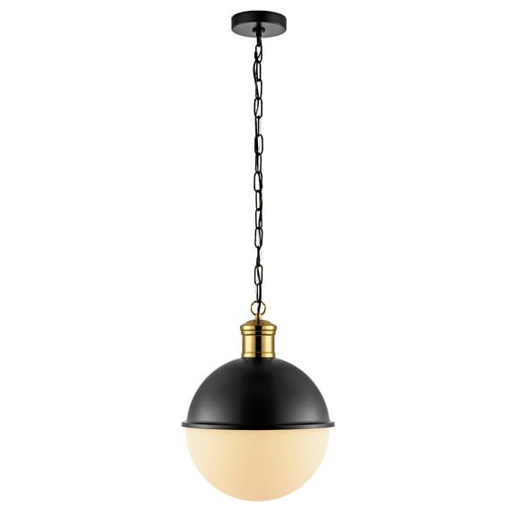 SAFAVIEH Daylily LED Brass Metal Pendant Light with White Shade